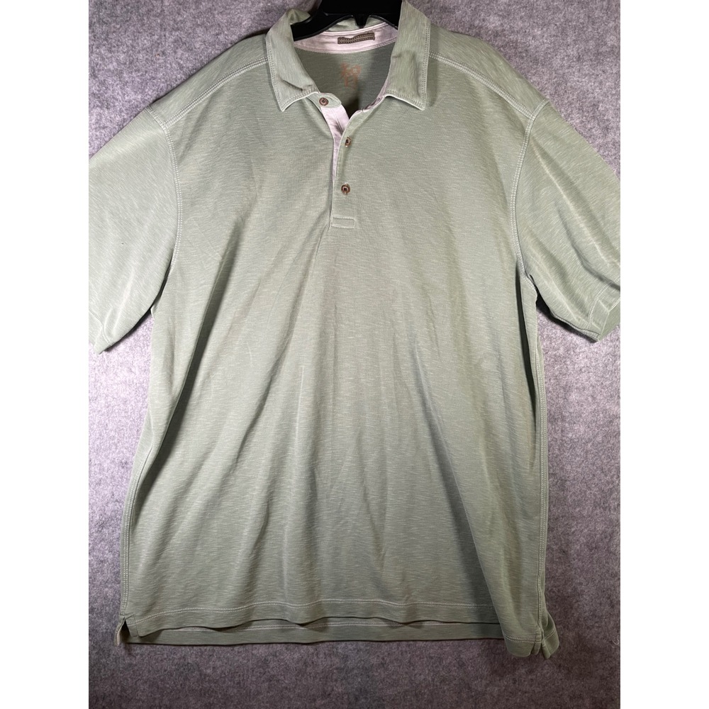 Age of Wisdom Mens XXL Polo Shirt Sage Green Slub‎ Knit Short Sleeve Casual